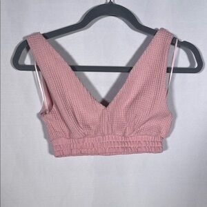 BETTER TOGETHER WOMENS BOUTIQUE PINK WAFFLE BRALETTE SMALL